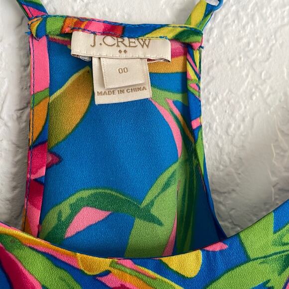 J. Crew Blue Floral Cami Tank Tropical Halter Top Resortwear Preppy Vacation - Picture 3 of 5